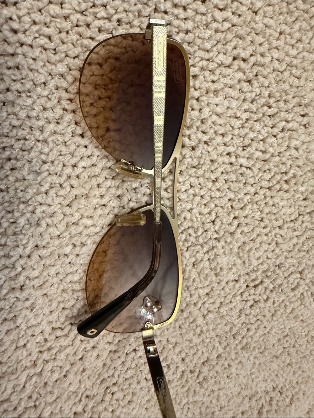 COACH Brown Gradient Aviator Sunglasses
